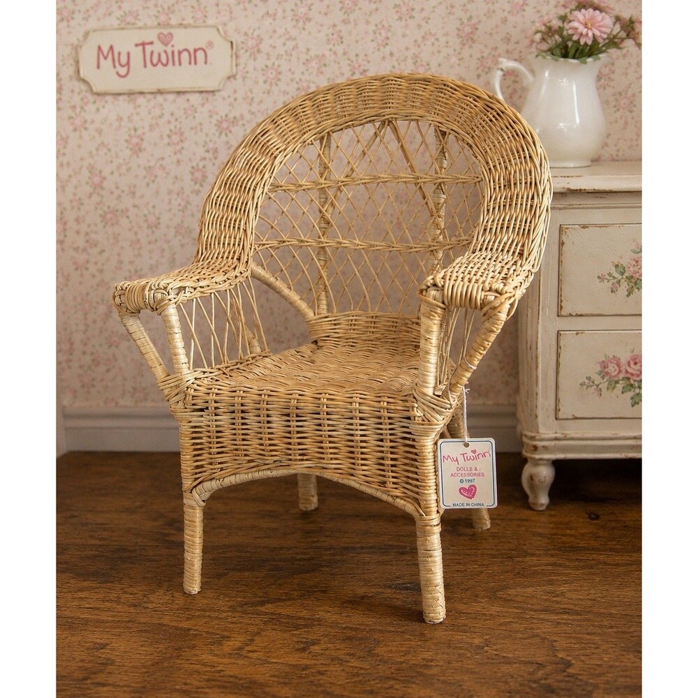 Vintage 1997 My Twinn Doll Wicker Chair Furniture Accessory Original Tag 14.5in.